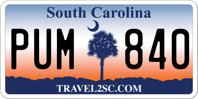 SC license plate PUM840