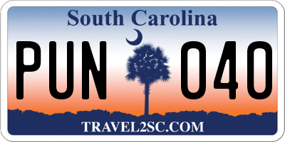 SC license plate PUN040