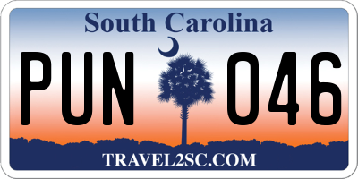 SC license plate PUN046