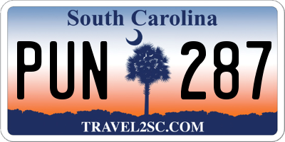 SC license plate PUN287