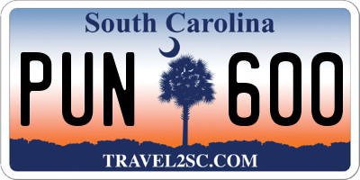 SC license plate PUN600