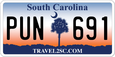 SC license plate PUN691