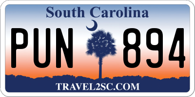 SC license plate PUN894