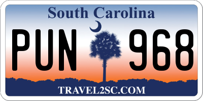 SC license plate PUN968