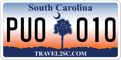 SC license plate PUO010