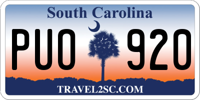 SC license plate PUO920