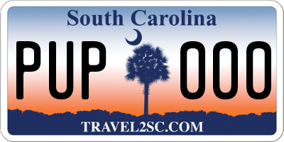 SC license plate PUP000