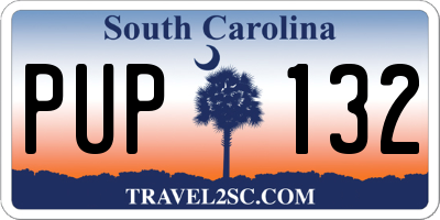 SC license plate PUP132