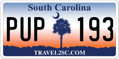 SC license plate PUP193