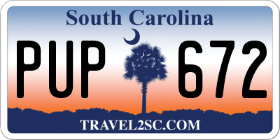 SC license plate PUP672