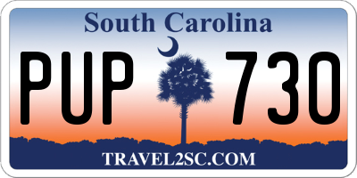 SC license plate PUP730