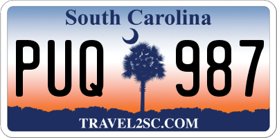 SC license plate PUQ987
