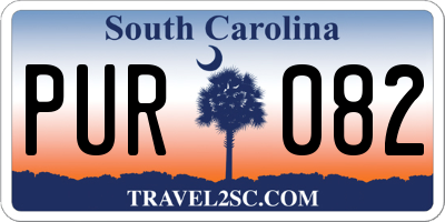SC license plate PUR082