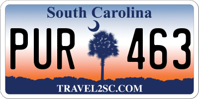 SC license plate PUR463