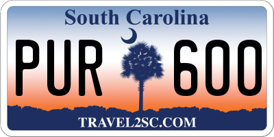 SC license plate PUR600