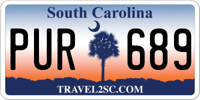 SC license plate PUR689