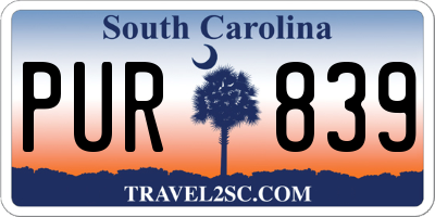 SC license plate PUR839