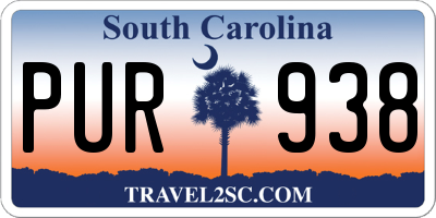 SC license plate PUR938