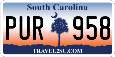 SC license plate PUR958