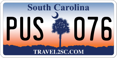 SC license plate PUS076