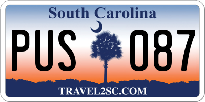 SC license plate PUS087