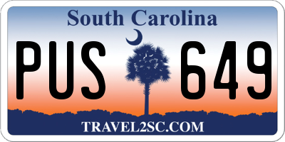 SC license plate PUS649