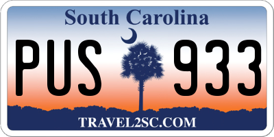 SC license plate PUS933