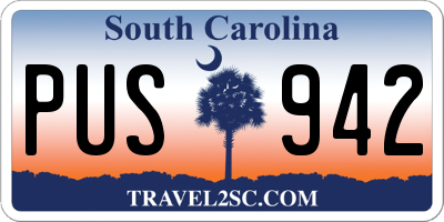 SC license plate PUS942