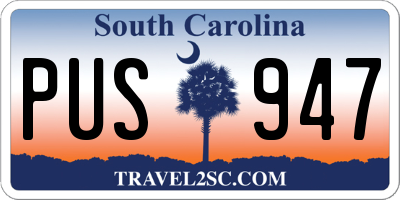 SC license plate PUS947