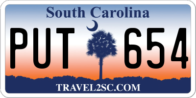 SC license plate PUT654