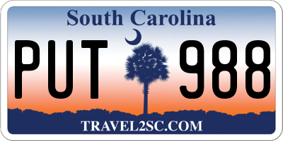 SC license plate PUT988