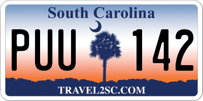 SC license plate PUU142