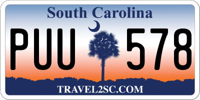 SC license plate PUU578