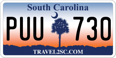 SC license plate PUU730