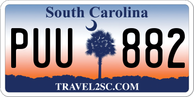 SC license plate PUU882