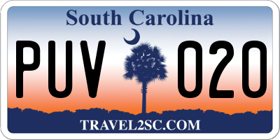 SC license plate PUV020