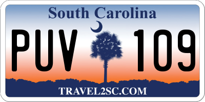 SC license plate PUV109