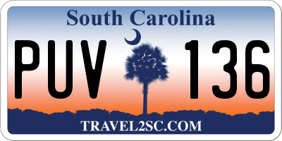 SC license plate PUV136
