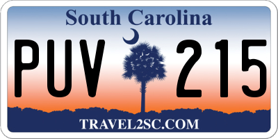 SC license plate PUV215