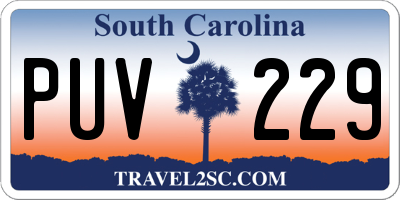 SC license plate PUV229