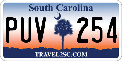 SC license plate PUV254