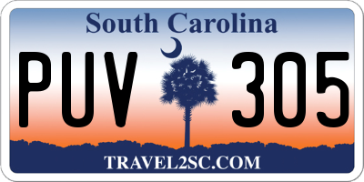 SC license plate PUV305