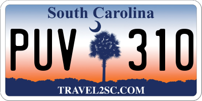 SC license plate PUV310