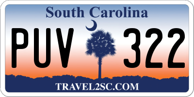 SC license plate PUV322
