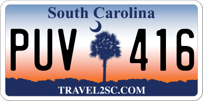 SC license plate PUV416
