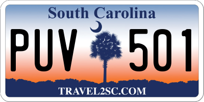 SC license plate PUV501