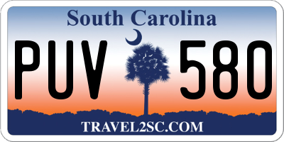 SC license plate PUV580