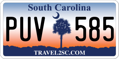 SC license plate PUV585