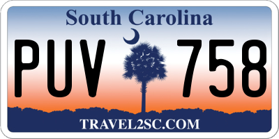 SC license plate PUV758