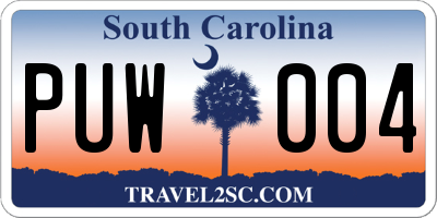 SC license plate PUW004